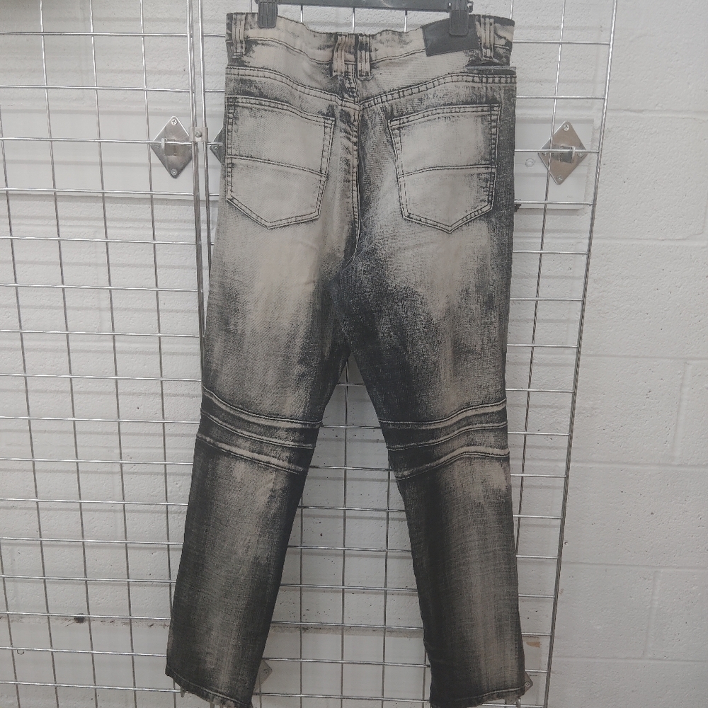 VICTORIOUS Men's Distressed Gray Biker Jeans Size 38 x 32 - Picture 10 of 11
